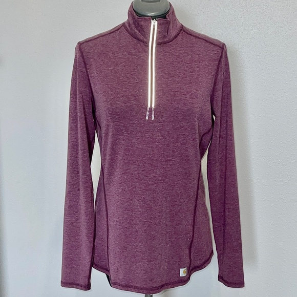 Carhartt Force Delmont Fast Dry Quarter-Zip Shirt Pullover Small Berry 100137 - Picture 2 of 9